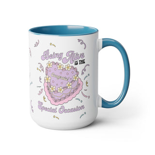 Being Alive is the Special Occasion Vintage Cake Confetti Two-Tone Coffee Mug, 15oz