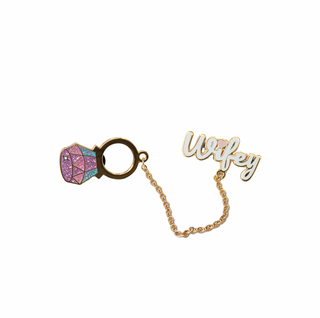 Wifey Collar Hard Enamel Pin with Chain