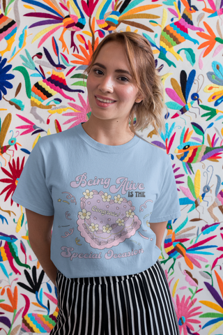 Being Alive is the Special Occasion Vintage Cake Confetti Congrats T-Shirt