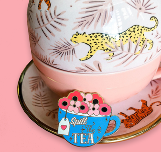Quirky Pins: Spill the Tea Enamel Pin