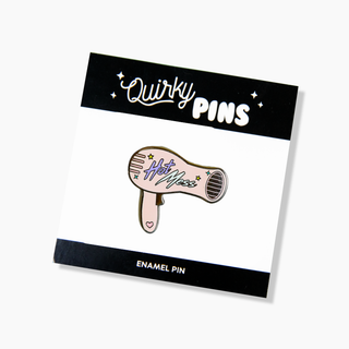 Quirky Pins: Hair Dryer "Hot Mess"  Enamel Pin
