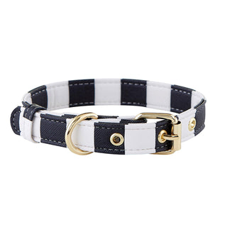 Dog Collar in Cabana Black and White Stripes