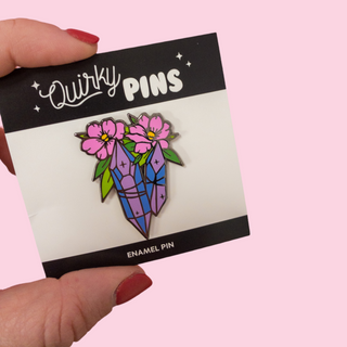 Quirky Pins: Cottage Core Crystal Flower Bundle Enamel pin