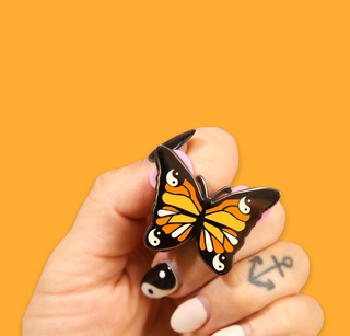 Monarch Butterfly Yin Yang Enamel Pin