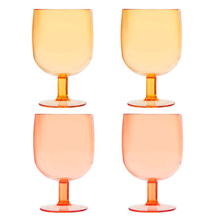 Stackable Stemmed Wine Glasses in Pink Orange