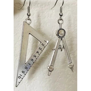 Vintage Style Compass and Protractor Set Earrings