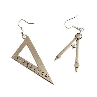 Vintage Style Compass and Protractor Set Earrings