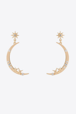 Zircon Star and Moon Alloy Earrings