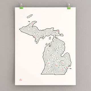 Imaginary Animal - 14'' x 18” Michigan State Maze Print