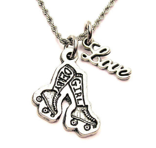 Chubby Chico Charms - Derby Girl Legs 20" Rope Necklace With Love Roller Derby