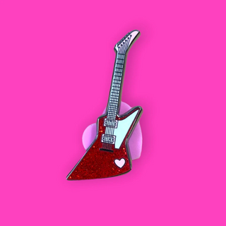 Quirky Pins: Glitter 80s Electric Guitar Enamel Pin