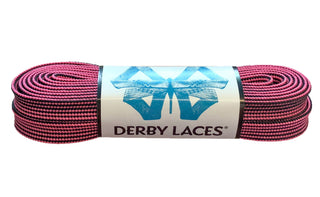 Derby Laces - Black And Hot Pink Stripe - 60 Inch (152 Cm) Derby Laces Waxed Roller Derby Skate Lace