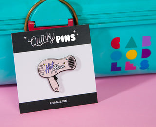 Quirky Pins: Hair Dryer "Hot Mess"  Enamel Pin
