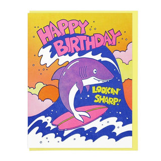 Lookin' Sharp Birthday Shark Letterpress Card